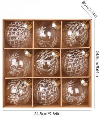 Modern Mode Marketplace White Champagne Green Balls, Transparent Christmas Ball Set, DIY Christmas Tree Ornaments, Luxury Holiday Decor For Part champagne