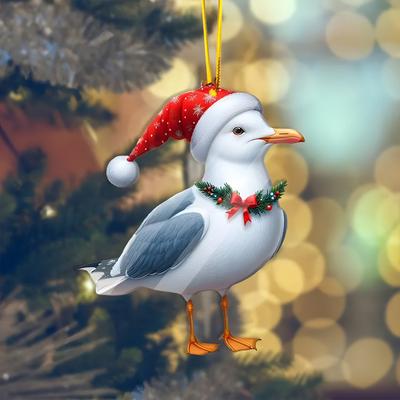 PRiME Tree Hanging Ornaments Cartoon, Christmas Tree Pendant Flat Acrylic, New Year Christmas Gifts, Holiday Home Decor dove
