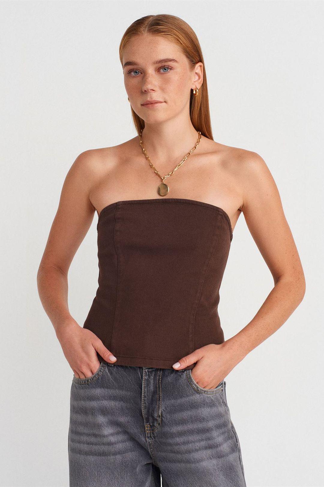 Strapless Fitted Peplum Blouse