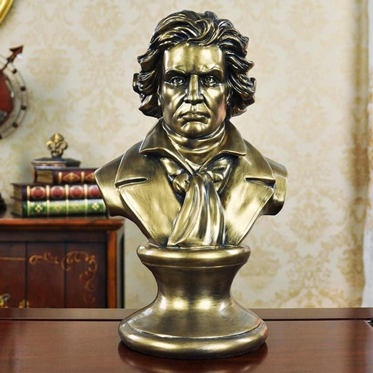 Bronzen Beethoven Buste Standbeeld - Abstracte Muzikant Figuur van Hars voor Woondecoratie