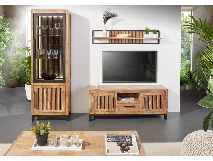 Vitrine sur pied 60 x 180 x 43cm Marron/Noir