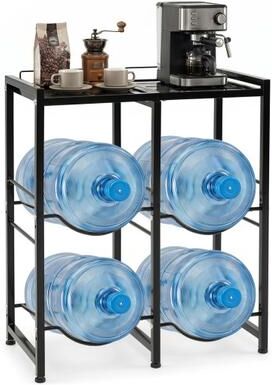 Costway 5 Gallon Water Jug Holder for 4 Bottles-Black