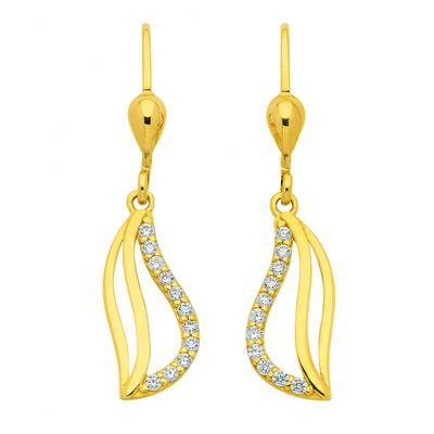 Paar Ohrhänger ADELIA´S "Ohrhänger Ohrringe 333 Gold ( 8K ) mit Zirkonia", gold, Ohrringe, Damen, Damen, Gold, Goldohrringe