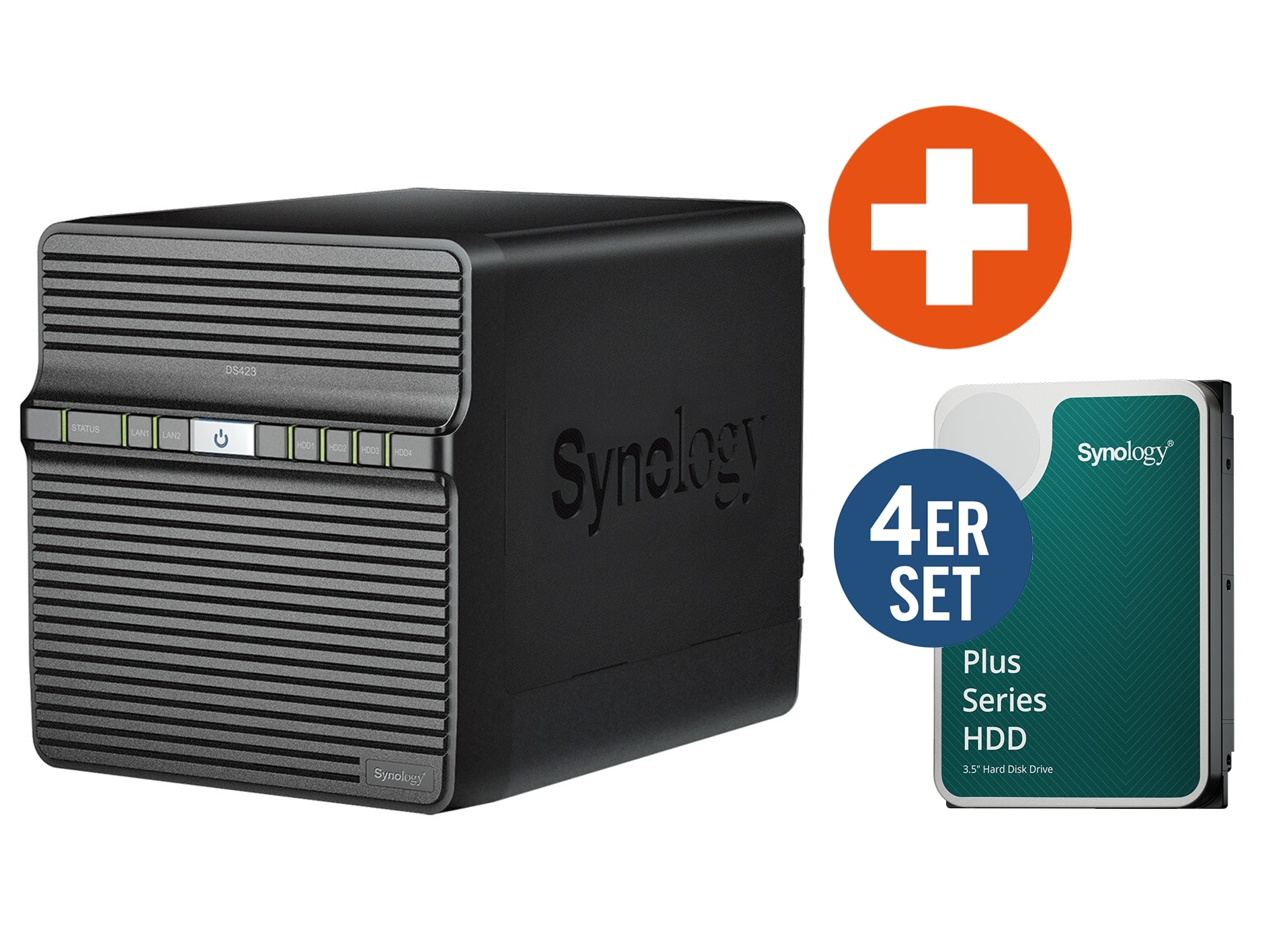 Synology DS423 NAS System 4-Bay 32 TB inkl. 4x 8 TB Synology HDD HAT3320-8T DS423 + 4x HAT3320-8T