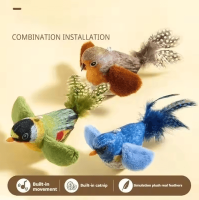 Inspire Picks Interactive Hanging Bird Cat Toy With Catnip And Sound Effects 3pcs Bird Set