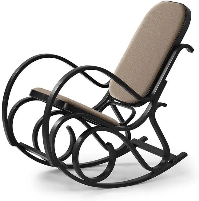 garneroarredamenti Sedia imbottita a dondolo in tessuto beige legno wengè Hacchan