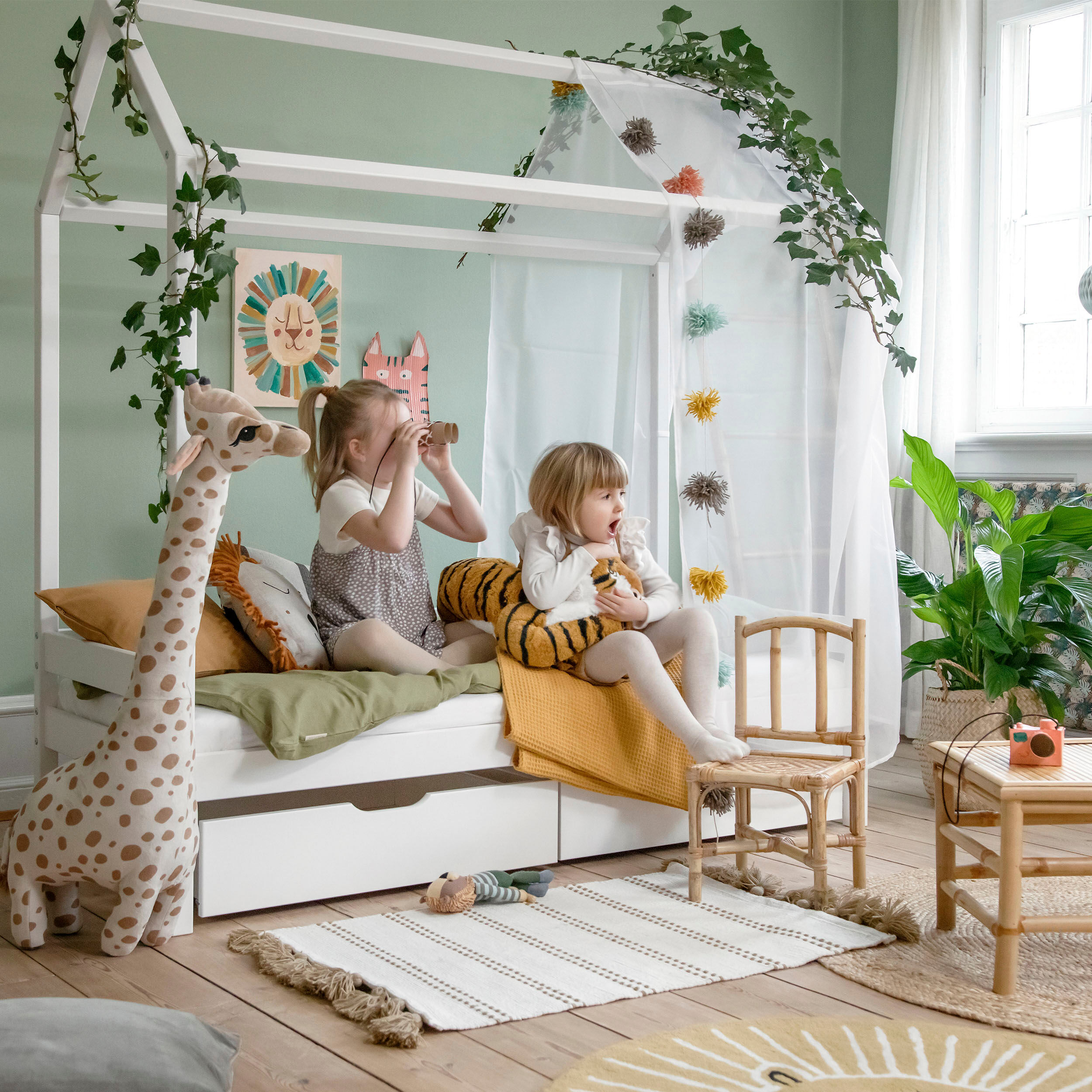 Kinderbett HOPPEKIDS "ECO Comfort Bett", weiss (weiß), B:76cm, Betten, Kinderbett, Hausbett mit Dach wahlweise mit Rausfallschutz weiß Liegefläche Länge B: 160cm x 70cm, ohne Absturzsicherung