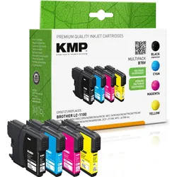 KMP Druckerpatronen B78V schwarz, cyan, magenta, gelb kompatibel zu brother LC-1100VALBP, 4er-Set