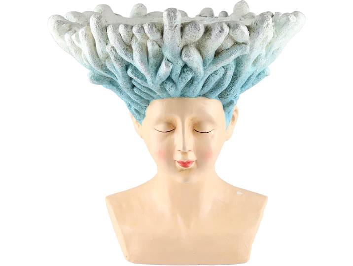 Dekofigur AM DESIGN Frauenkopf mit Korallen aus Polyresin , orange (koralle), B:32cm H:42cm T:42cm, Polyresin, Dekofiguren, Dekofigur, handgefertigte Osterdekoration