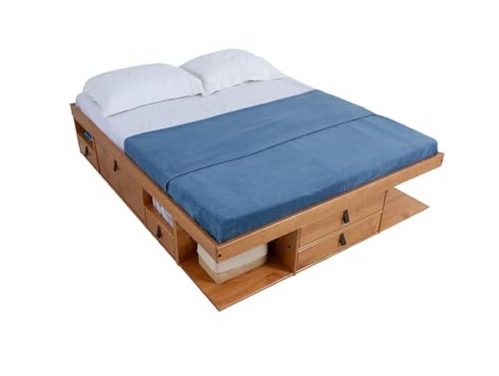 Memomad Bett mit Stauraum Bali 160x200 Massivholz Oak + Lattenrost Maximaler Stauraum, massives Kiefernholz – schön, nachhaltig & langlebig