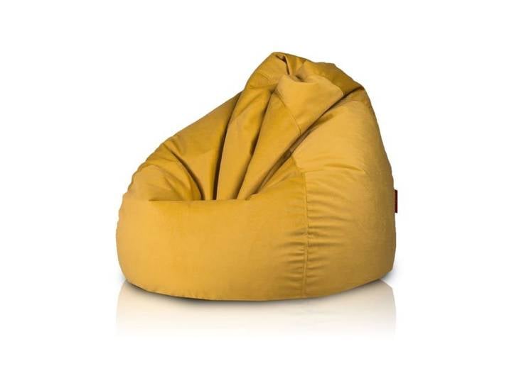 Fuzzy pouf fauteuil microfibre poire adulte fauteuil relax salon billes polystyrène 80x110 cm jaune Ecopuf