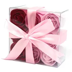 Set of 9 Soap Flowers - Pink  Roses