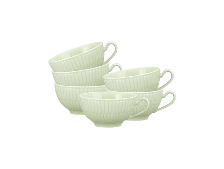 Seltmann Weiden Teetassen Amina Seladon 0,14 l 6er Set, Grün, Keramik, Rund, Geschirr, Tassen, Teetassen