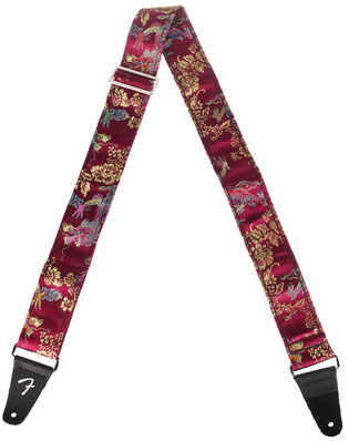 Fender Satin Dragon Strap Wine Weinrot mit Drachenmotiv