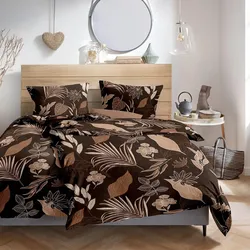 Enrico Coss Edelflanell Bettwäsche Serenya braun 155x220 cm + 80x80 cm - braun