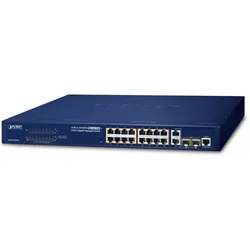 PLANET Combo Managed Web Smart Ethernet Switch 16-Port 10/100TX 802.3at High Power PoE 2-Port Gigabit TP/SFP, 220W