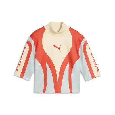 Crop-Top PUMA "FUTURE.PUMA.ARCHIVE Moto Tight Top Damen", Damen, Gr. L, bunt (buttercream gelb), Obermaterial: 11% Elasthan, 89% Polyester, Tops