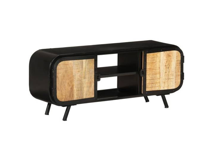 furnicato TV-Schrank Vollholz 110 x 30 x 45 cm (1-St) Vollholz-Lowboard mit 2 Regalen und viel Stauraum für dein Wohnzimmer