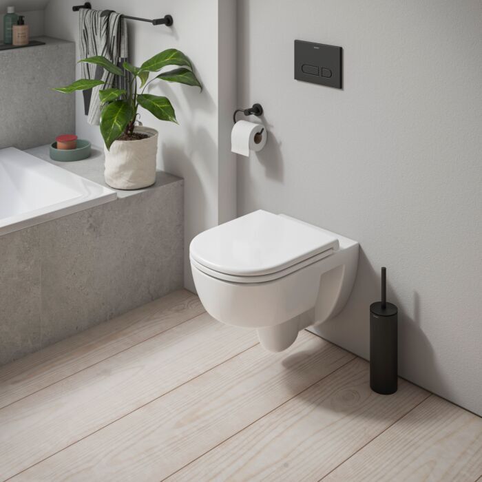 Duravit D-Code Wand WC Tiefspüler 2513090021 vormontierte Scharniere, 4/2Liter, Weiß, 540mm, Rimless