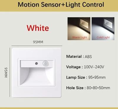Inspired Finds Smart Motion Sensor Recessed Stair & Wall Light With Voice Activation motion Sensor Gold 3w cool White(5500 7000k)