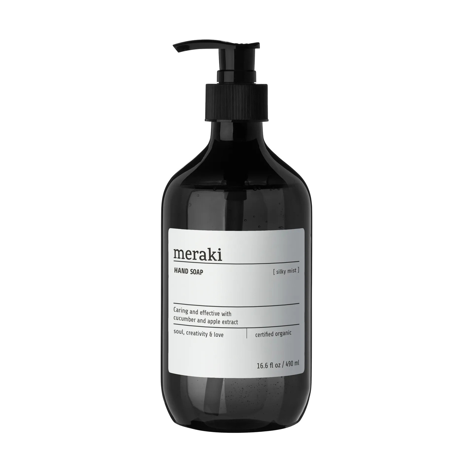 Meraki Handzeep Zijdeachtige mist zwart 490 ml