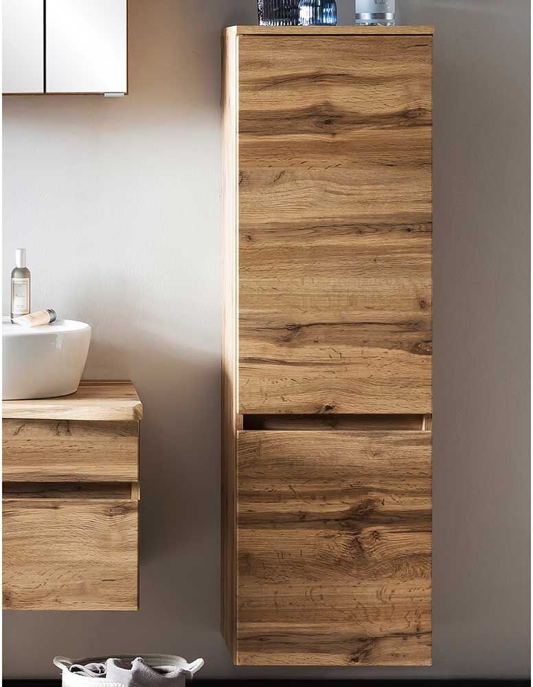 Pharao24.de Badezimmer Hochschrank im Wildeiche Dekor 135 cm hoch