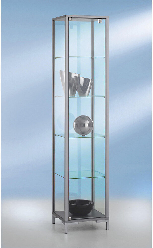 kaiserkraft LINK Säulenvitrine, 4 Böden, Drehflügeltür, HxBxT 1860 x 400 x 400 mm