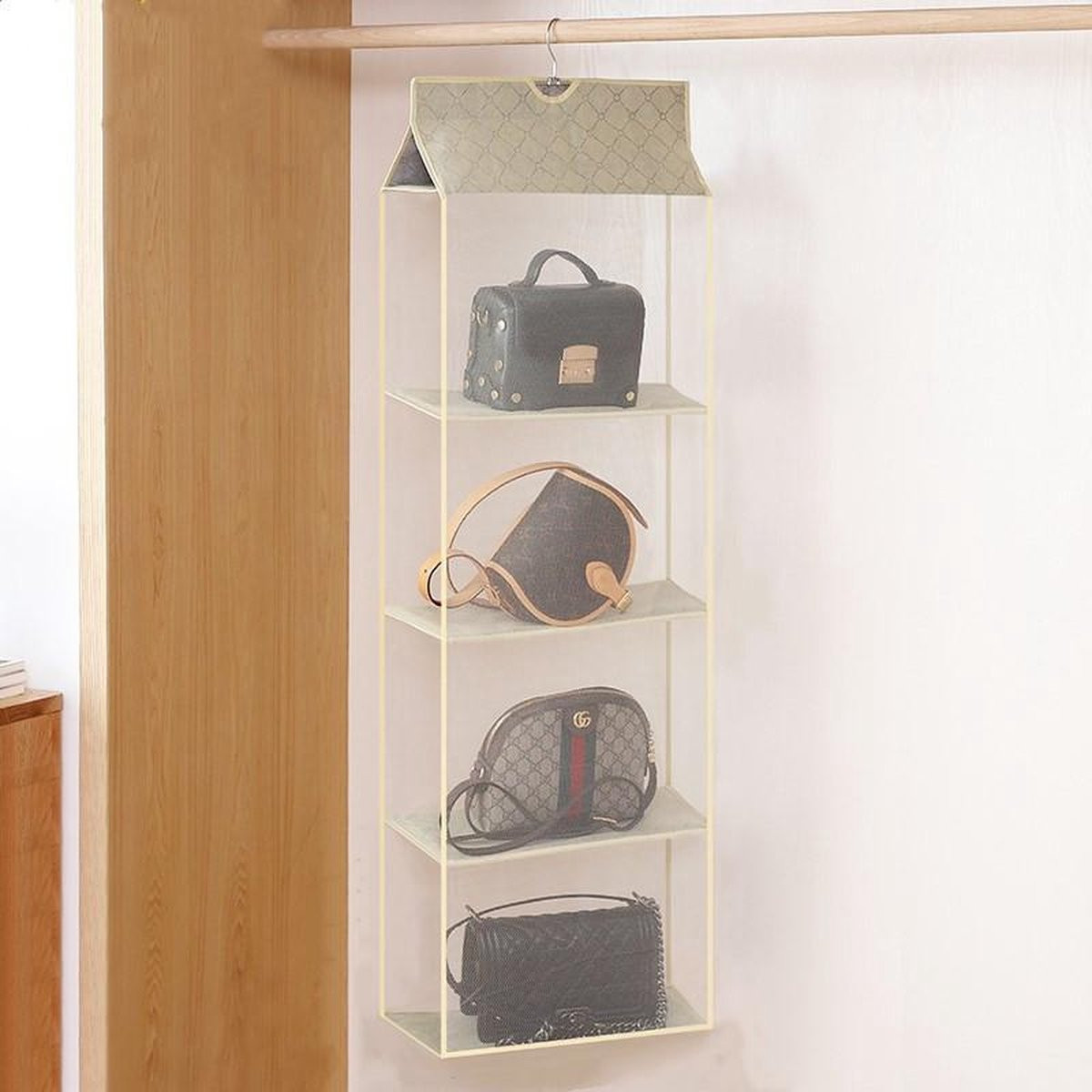 TDR Hangende Garderobe Organizer met 4 Lagen - Beige