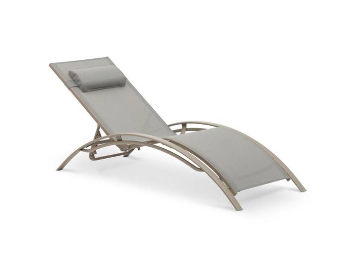 Idimex Gartenliege Relax grau, champagne, Grau, Metall, Mode, 179x88x64 cm, Gartenmöbel, Gartenliegen