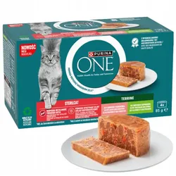 Purina One Adult Terrine Huhn und Lachs 4x85g Nassfutter für Katzen