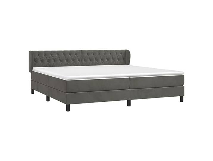 KTHLBRH Boxspringbett dunkelgrau 203 x 203 cm Samt Verstellbares Kopfteil, 2 Matratzen 100 x 200 cm, inklusive Matratzenschoner, mittelfeste Unterstützung