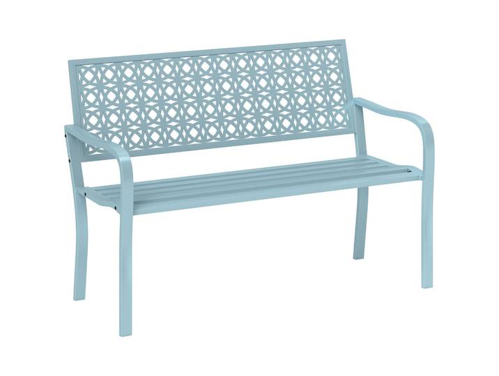 Outsunny Gartenbank 2-Sitzer, Blau, Metall, 63x85x127 cm, Gartenmöbel, Gartenbänke