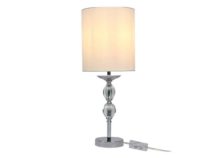 Relaxdays Tischlampe, Glasfuß, Stoffschirm, E27, HxD: 50 x 18,5 cm, Kristall-Design, Tischleuchte mit Kabel, Farbwahl