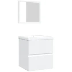 vidaXL Waschbeckenunterschrank mit Waschbecken und Spiegel Weiß