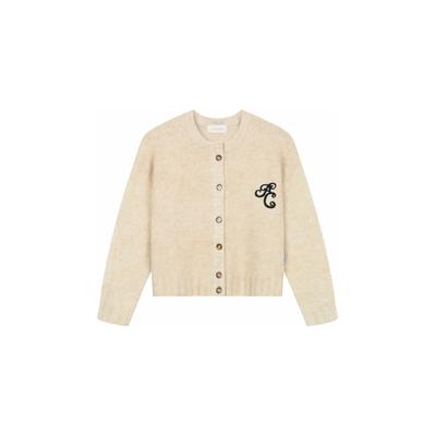 Cardigan ANOTHER COTTON LAB "Another Cotton Lab Another Fluzzy Cardigan", Herren, Gr. L, beige (sanftes weiß), 100% Baumwolle, normal, Rundhals, Strickjacken
