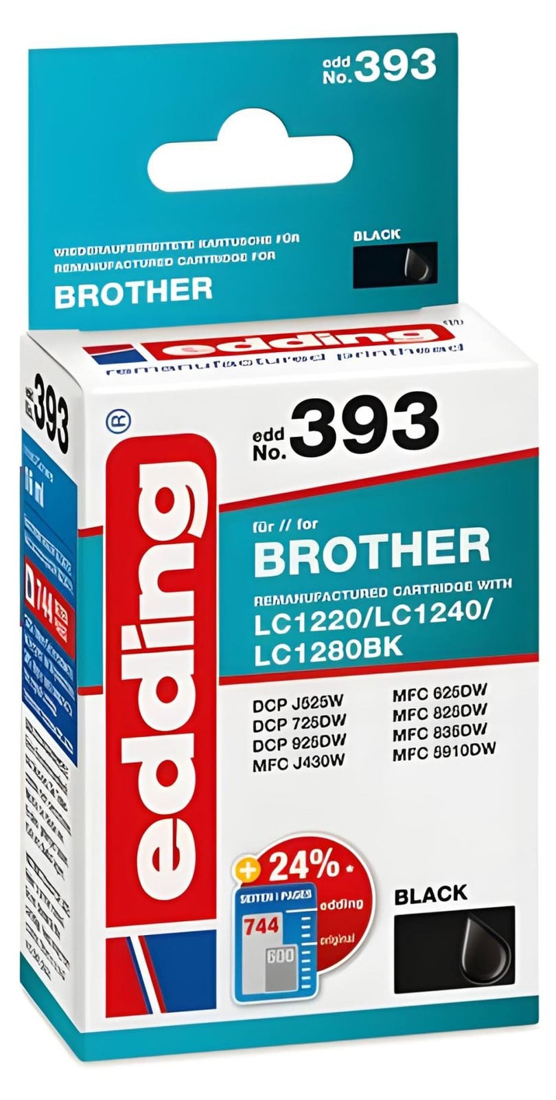 Edding EDD-393 Druckerpatrone zwart compatibel met Brother LC-1240BK