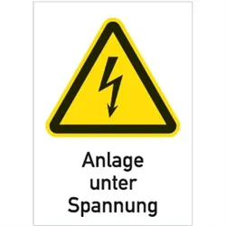 Schild Anlage unter Spannung, Kombischild, Kunststoff, 210x297 mm