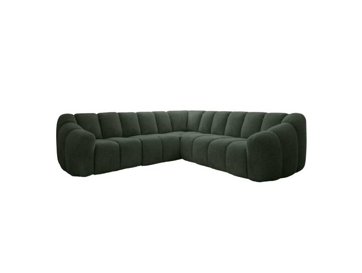 Canapé d'angle fixe, 7pl, angle réversible, vert foncé
