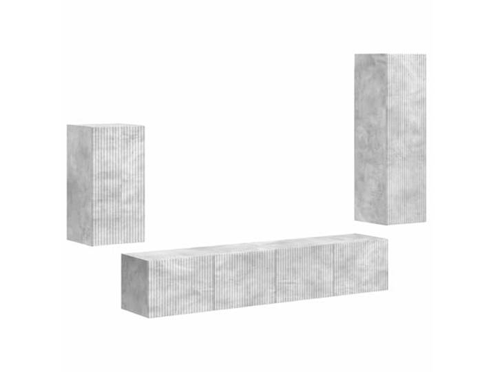 GHVBNMF TV-Schrank Set Wandmontiert 4-TLG Beton Grau Holzwerkstoff Vierteiliges Hängeschrank Ensemble für Wohnzimmer und Schlafzimmer, bietet flexiblen Stauraum und moderner Beton-Optik.