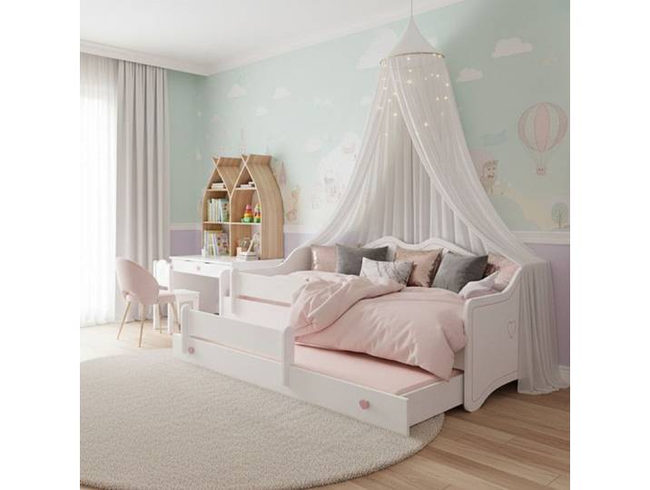 Lit enfant EMMA II 80x160 cm blanc avec barrières de sécurité
