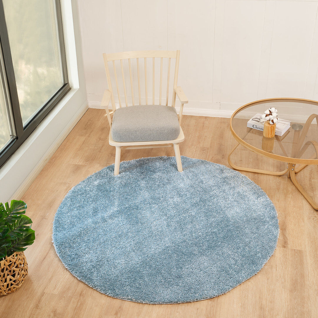 Wade Logan Ridout Power Loom Rug Blue/Polyester Round 160 cm