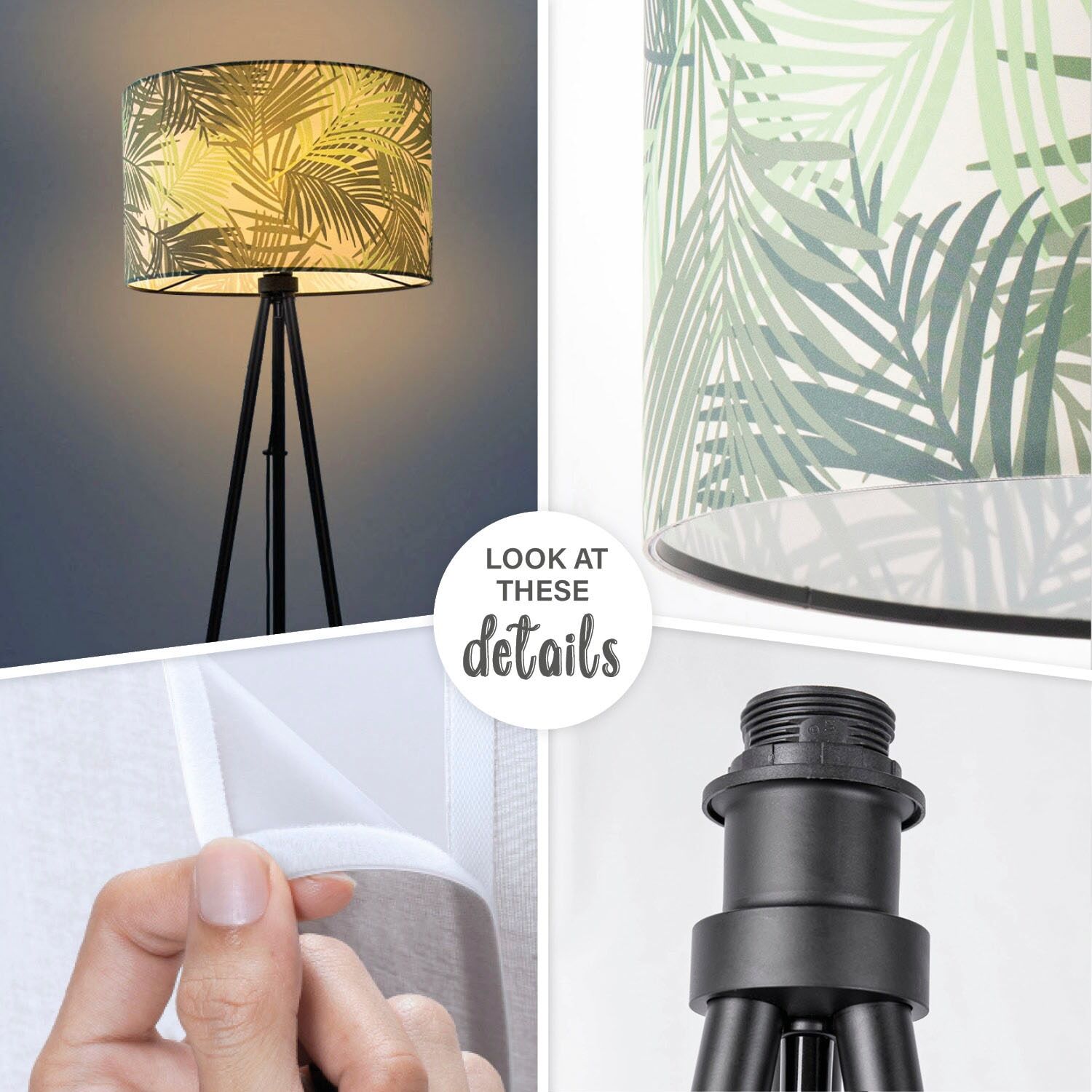 PACO HOME Stehlampe "Trina Ostende", schwarz, H: 148,5cm, Leuchten, Lampenschirm Büro Stativ Leselampe Deko Kinderzimmer Jungle, Stehlampe