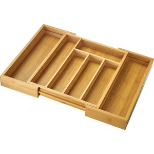 Westmark Besteckkasten 14492270, braun, aus Bambus, für Schublade, ausziehbar, 5 bis 7 Fächer, 33,5-48 x 29 cm