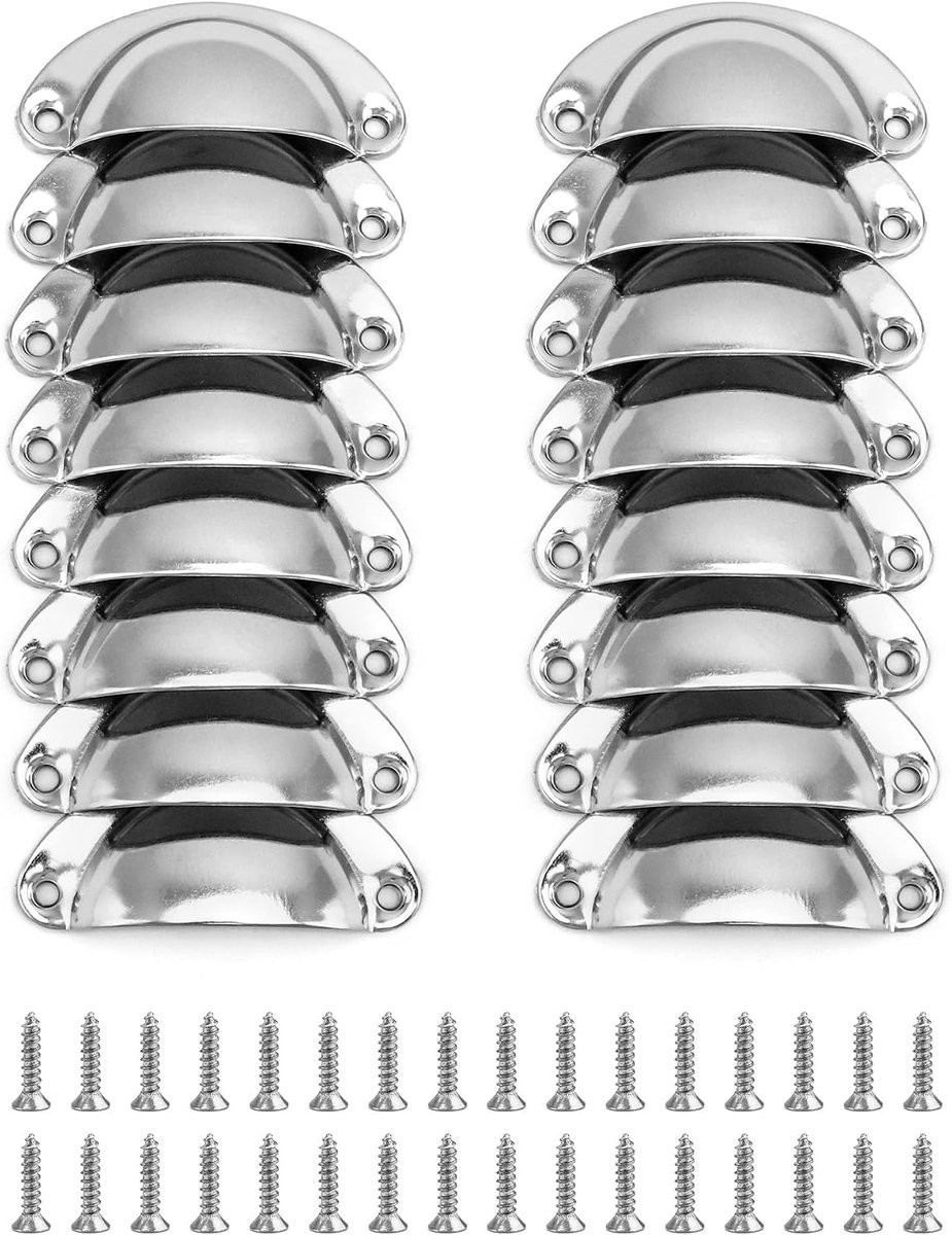 16 stuks Ladeknoppen Vintage Schelpvorm Zilver voor Meubels