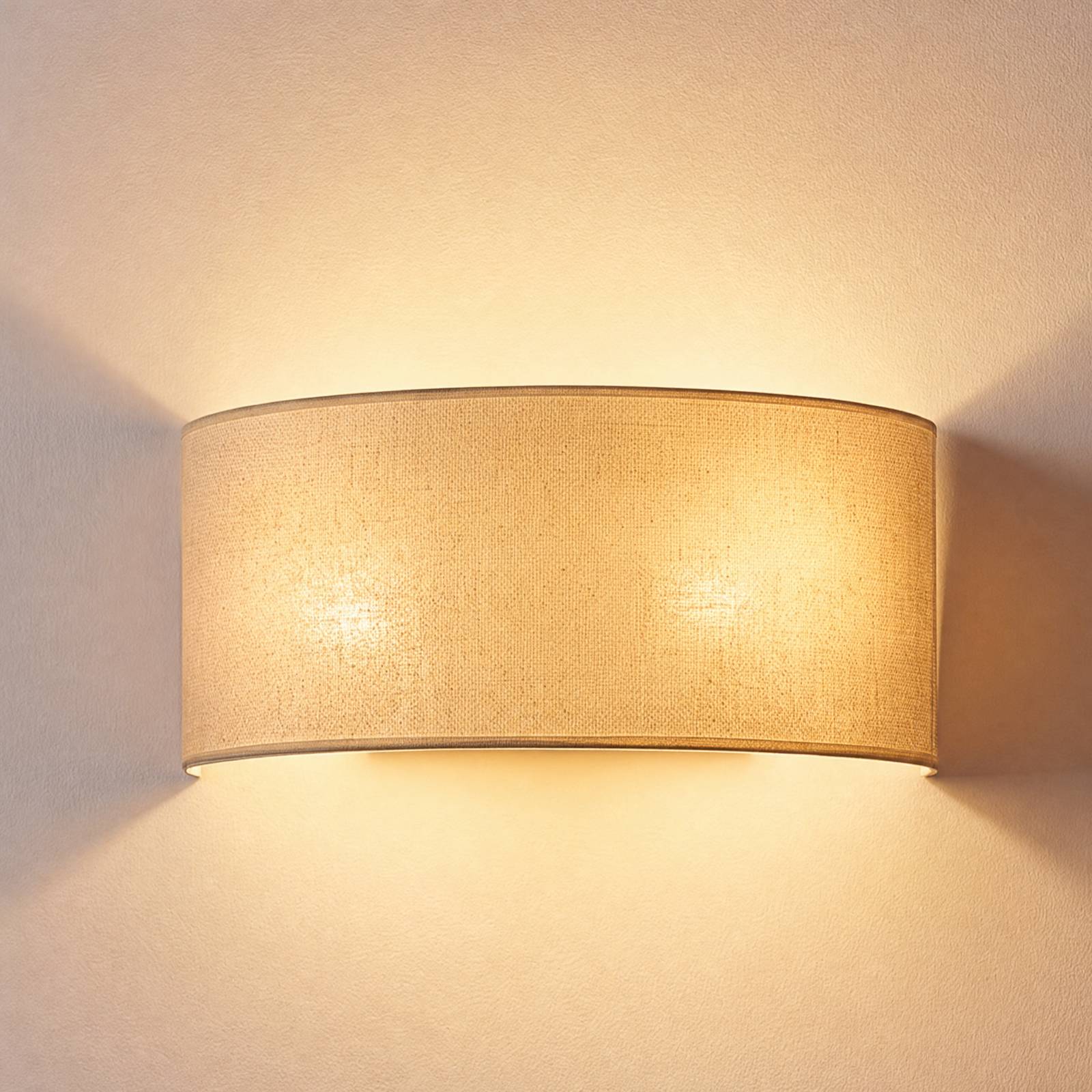 Wandlampe Nature Duolla, creme / amber, für Flurbereich, Textil / Stoff / Seide, Wandleuchte, Wandlampe Innen