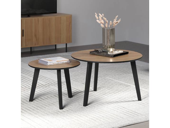 Table basse Ronin ensemble de 2 70 x 45 x 70cm Marron/Imitation chêne