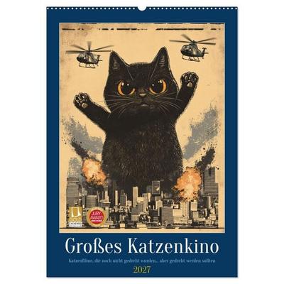 Großes Katzenkino (Wandkalender 2027 DIN A2 hoch), CALVENDO Monatskalender