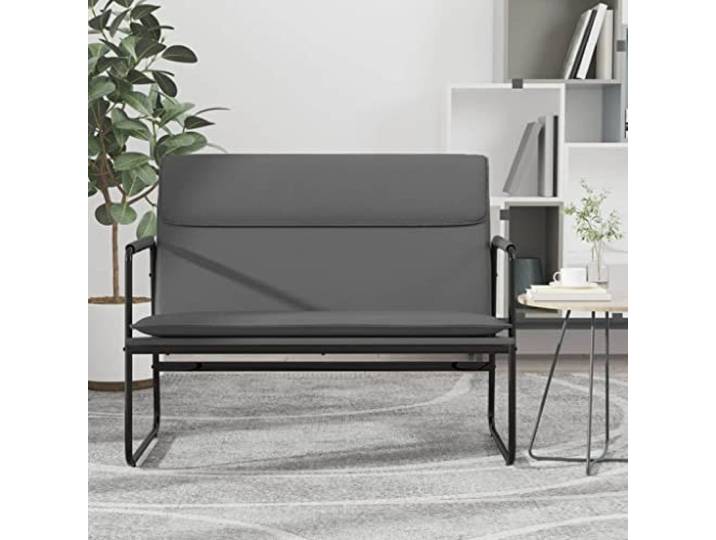 TEKGHUT Sitzbank Grau 100x64x80 cm Kunstleder mit Metallgestell Kunstlederbezug, Metallgestell, rutschfeste Beine, O-Form, pflegeleichte Oberfläche