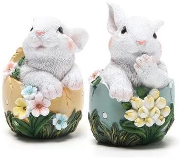 Multisell Products Hub Resin Rabbit Easter Decorations, Hand Painted With Carrots & Egg yellow