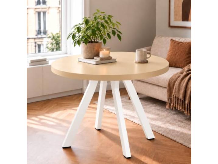 DAMALE MÖBEL Runder Esstisch ausziehbar von 90–190 cm mit stabilen Beinen Kaschmir, Runder Tisch, Durchmesser 90–190, Moderner Design, Wohnzimmertisch und Küchentisch, mit Metallbeinen